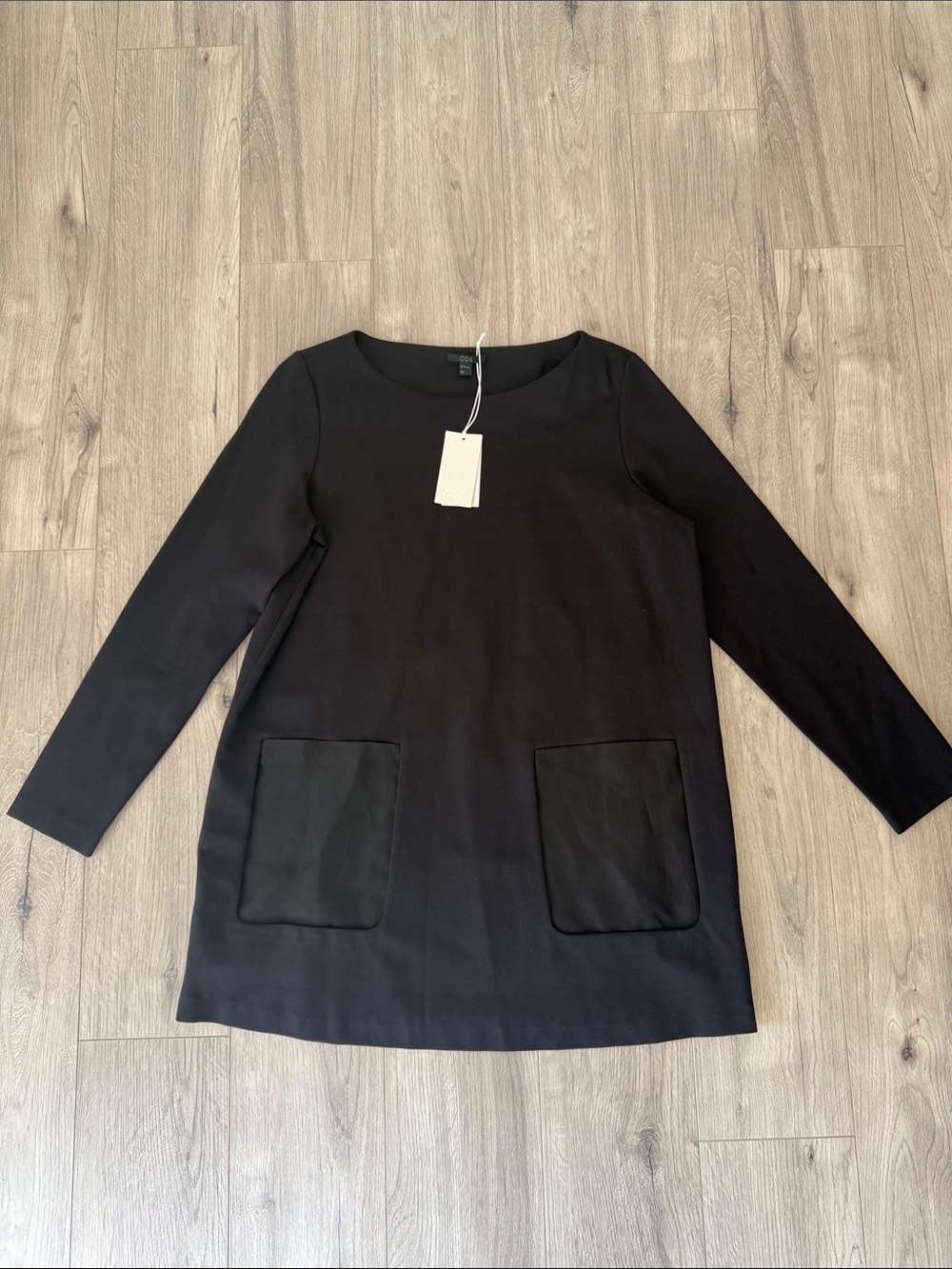 NWT COS Black Long Sleeve Shift Mini Dress